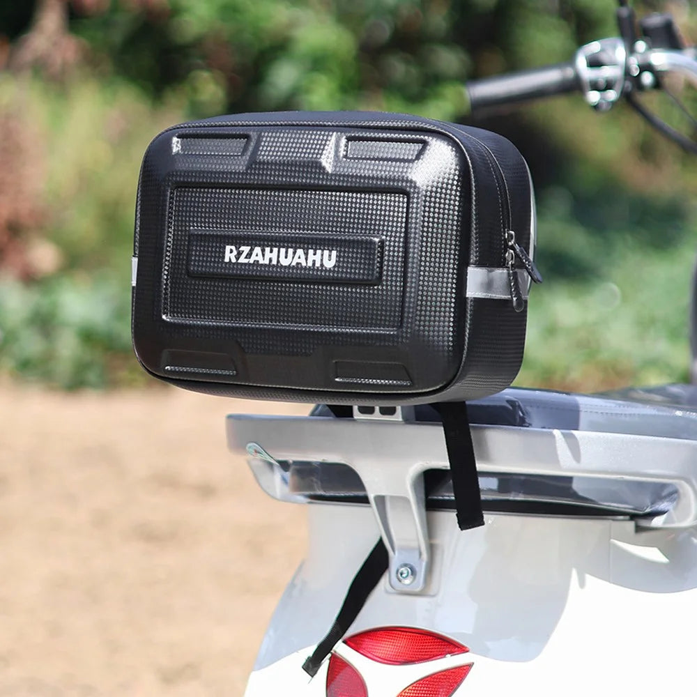 RZAHUAHU 9L Electric Bicycle PVC Leather Rear Bag Hard Shell Storage Bag, Size L - 5