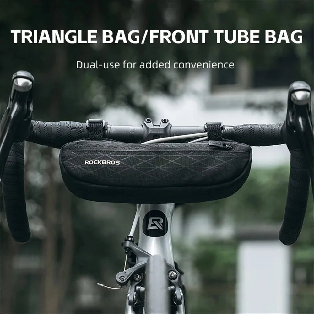 ROCKBROS 070 2-in-1 Bicycle Front Handlebar Bag Polyester Top Tub Triangle Bag - 4