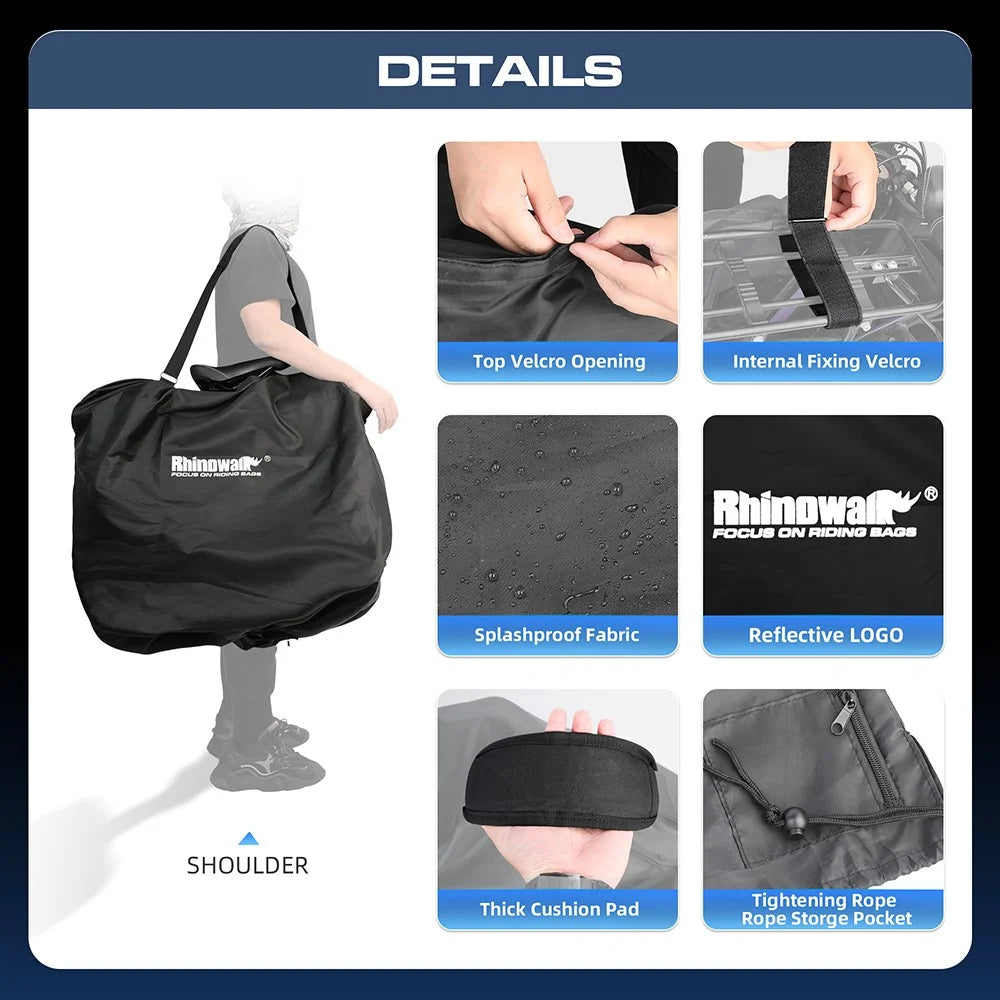 RHINOWALK RF204 Folding Bike Bag 20-Inch Bicycle Carrying Case Polyester MTB Transport Bag - 3