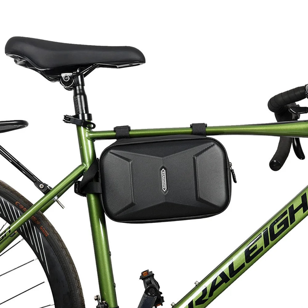 RZAHUAHU 591 3L Hard Shell Bicycle Handlebar Bag Waterproof PU Bike Front Bag - Black - 4