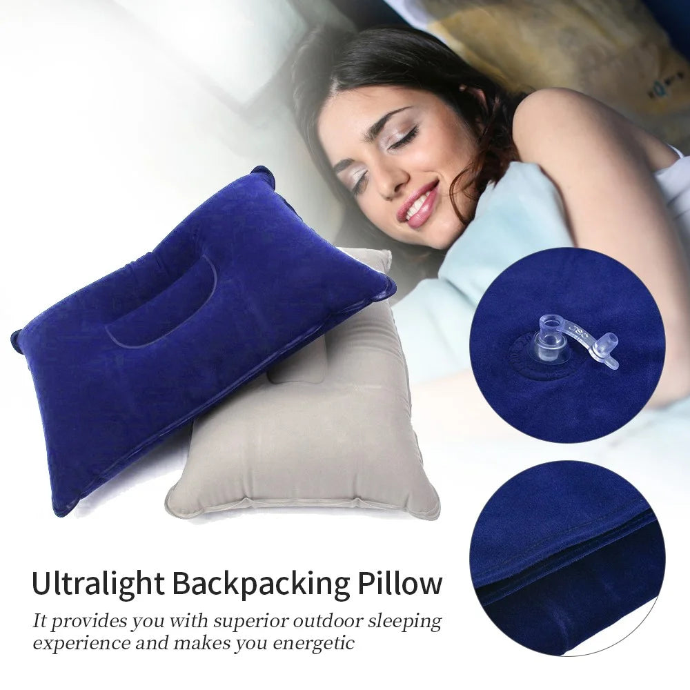 Ultralight Inflatable Air Pillow Sleeping Head Rest Folding Air Travel Pillow - Blue - 2