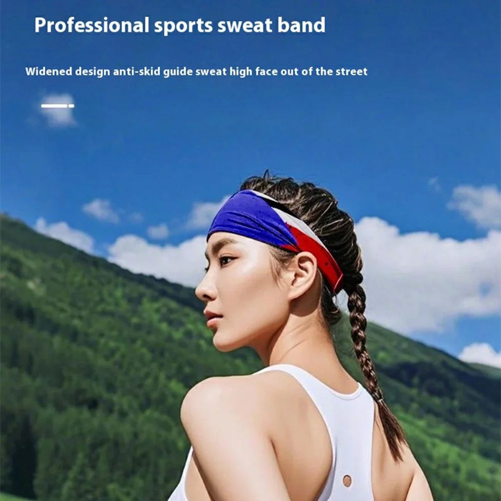 Marathon Sweatband American Flag Print Breathable Sports Headband Fitness Sweat Absorbing Hair Band - MGFD-001 - 2