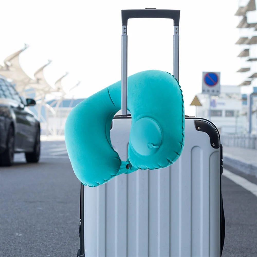 928 Travel Neck Pillow Automatic Inflatable Head Support U-Shaped Ultralight Neck Support for Office Car Rest - Blue - 5