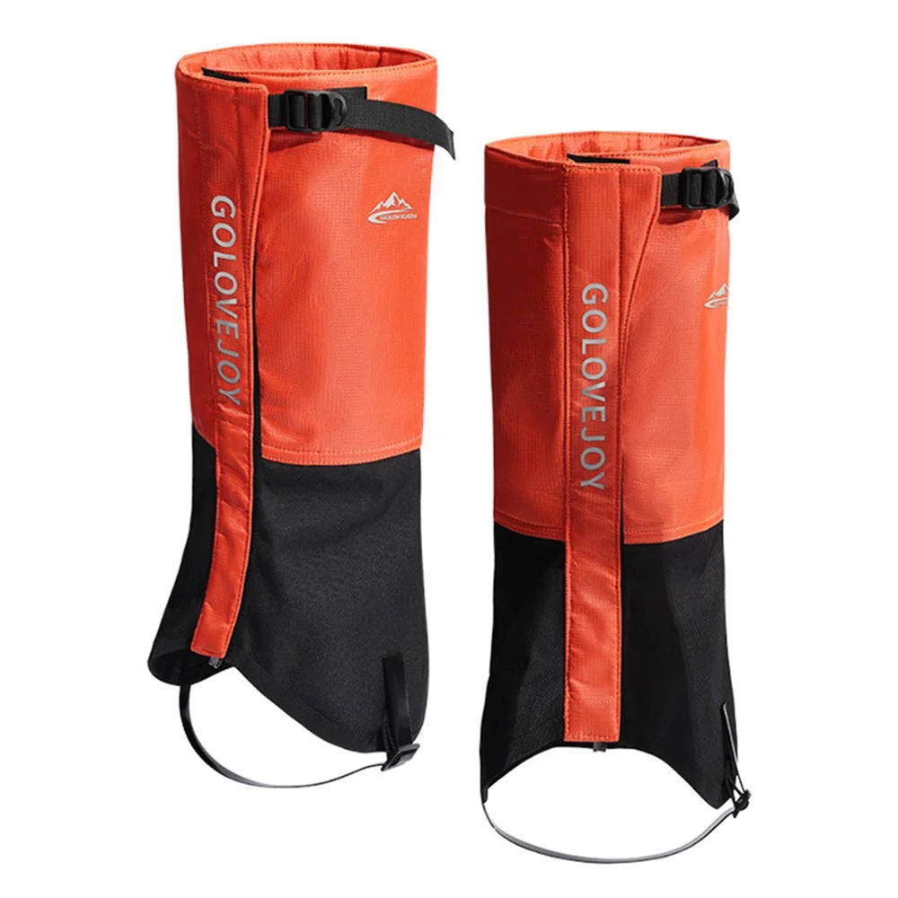 GOLOVEJOY HX39 1 Pair Plush Lining Waterproof Leg Gaiters Outdoor Hiking Climbing Skiing Leg Cover - Orange M - 1