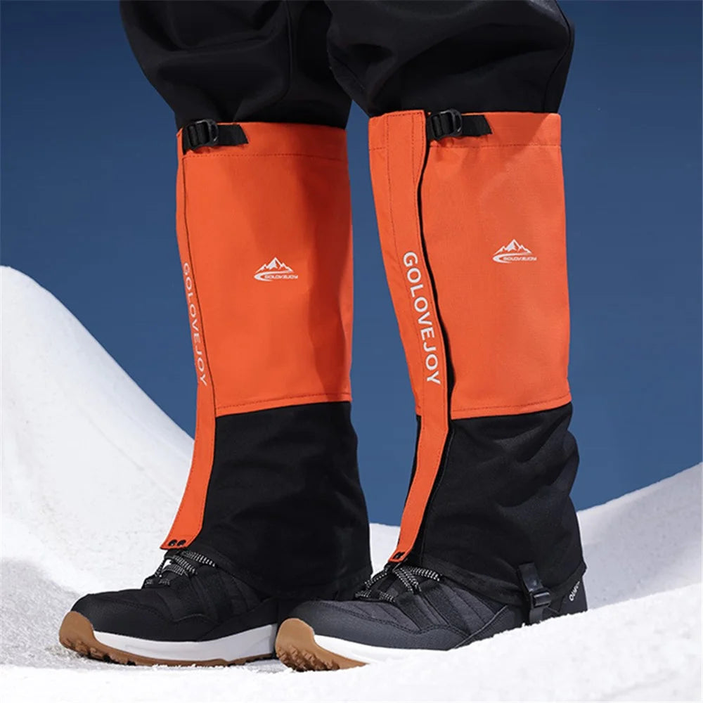 GOLOVEJOY HX39 1 Pair Plush Lining Waterproof Leg Gaiters Outdoor Hiking Climbing Skiing Leg Cover - Orange M - 2