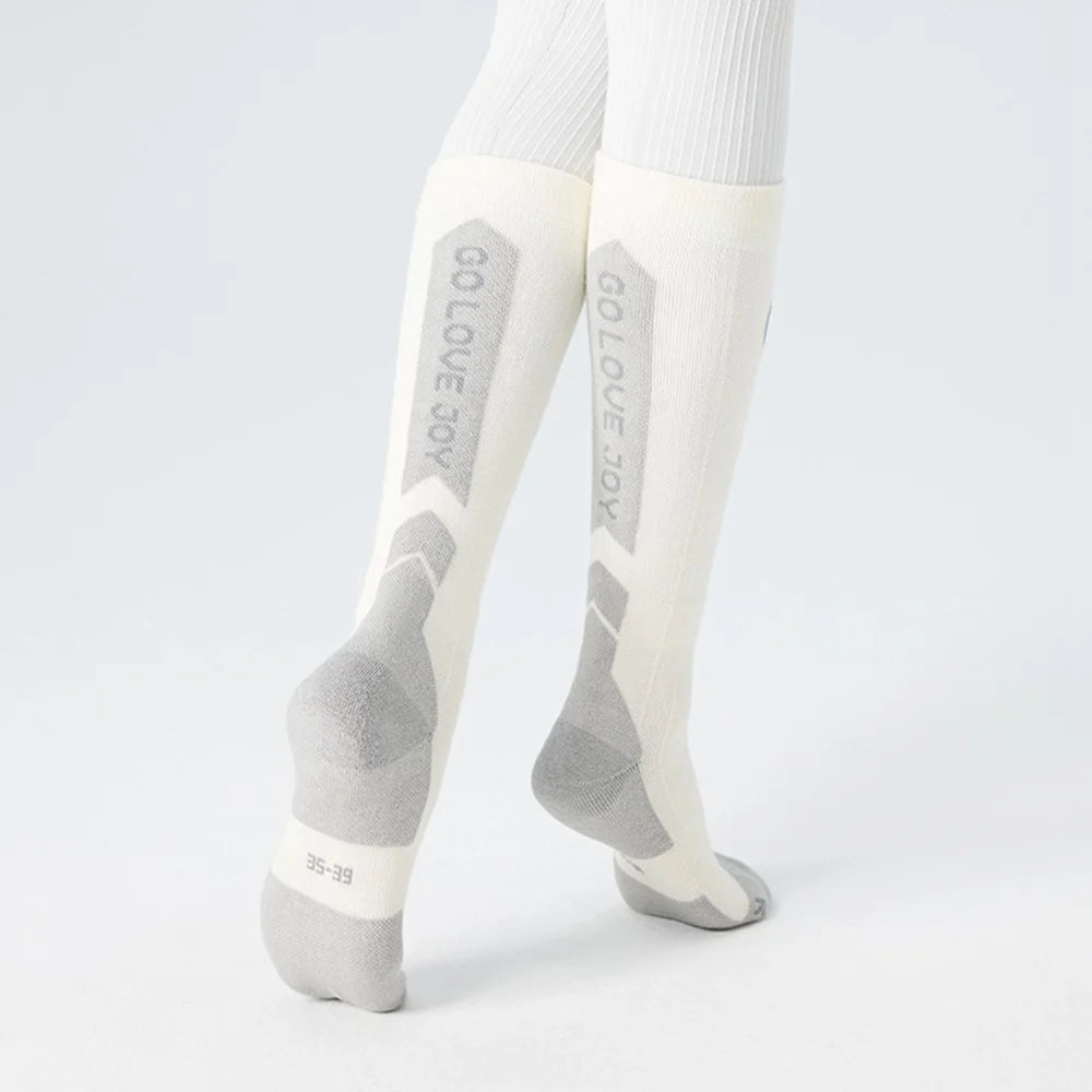 GOLOVEJOY DWZ09 Autumn Winter Keep Warm Sports Socks High Tube Compression Ski Socks - White / Size 35-39 - 3