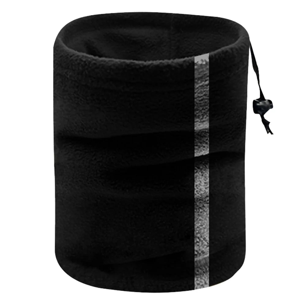Double Layer Winter Cycling Polar Fleece Neck Gaiter Mask Reflective Motorcycle Warm Neck Cover - Black - 1