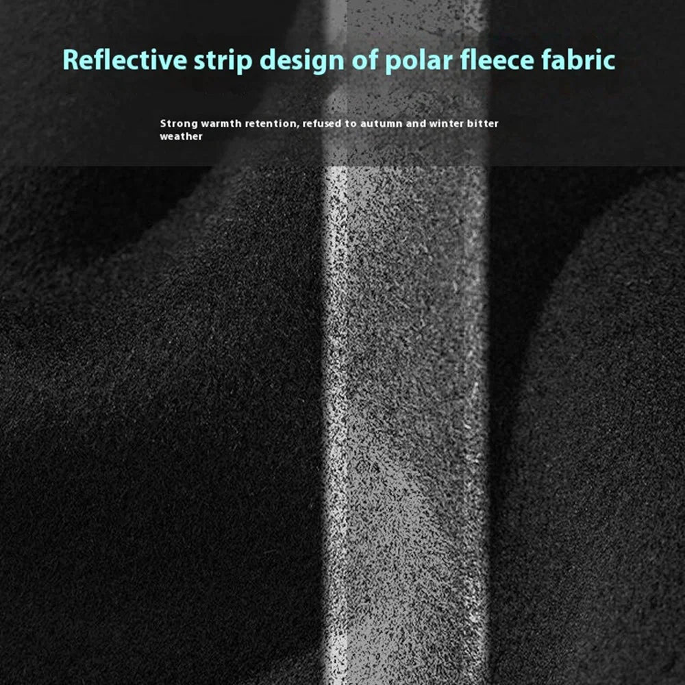 Double Layer Winter Cycling Polar Fleece Neck Gaiter Mask Reflective Motorcycle Warm Neck Cover - Black - 4