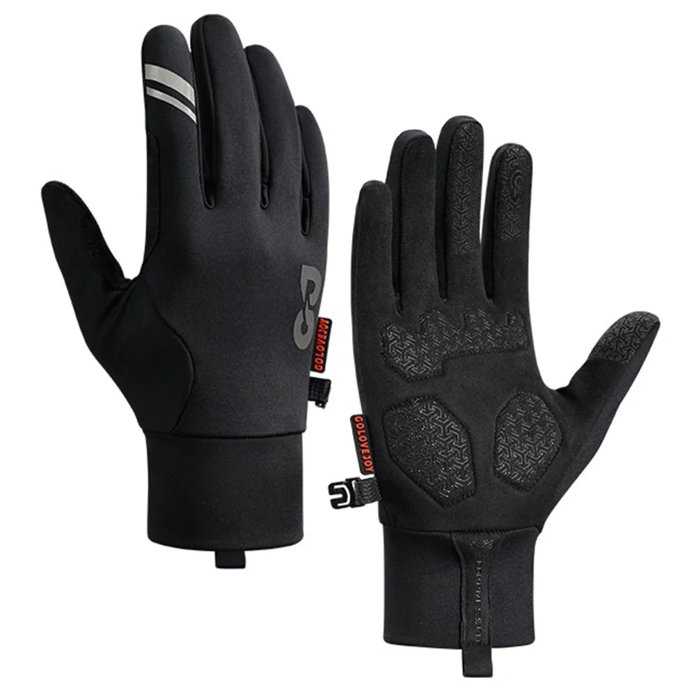 GOLOVEJOY DB74 Winter Outdoor Sports Fleece Lined Gloves Non Slip Touch Screen Mittens Size L - Black - 1