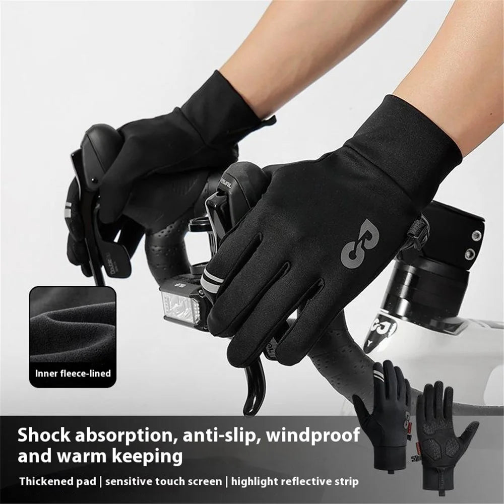 GOLOVEJOY DB74 Winter Outdoor Sports Fleece Lined Gloves Non Slip Touch Screen Mittens Size L - Black - 3