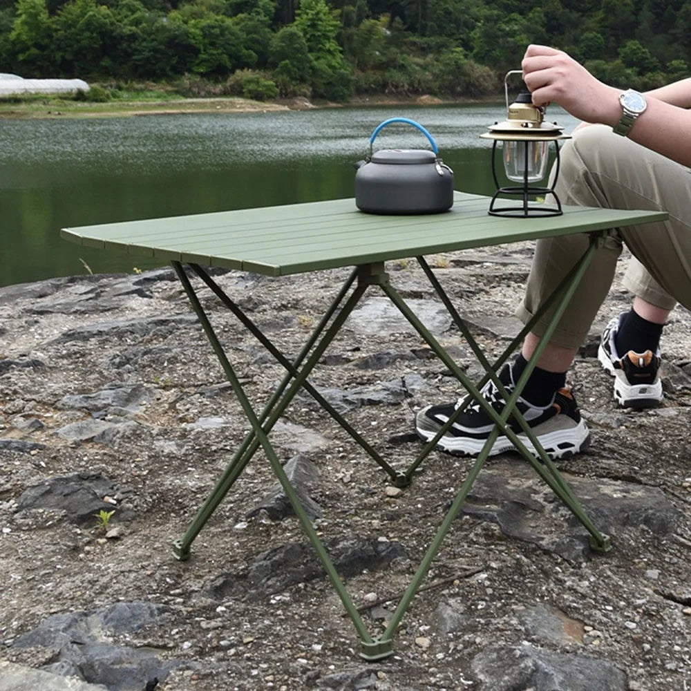HALIN 39.5x34x32.5cm Folding Table Aluminum Alloy Desk Table for Outdoor Camping BBQ, Size S - Green - 2