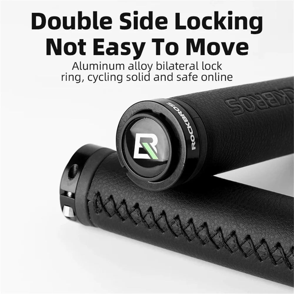 ROCKBROS 1 Pair Microfiber Leather Bicycle Handlebar Cover Anti-Skid Cycling Grips with End Cap - 4