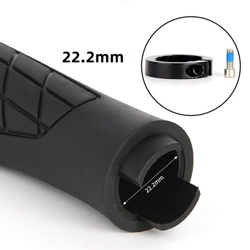 YAH088 1 Pair Bike Handlebar Grip Rubber Shock Absorption 22.2mm Anti-slip Bicycle Handlebar Grips - Black - 5