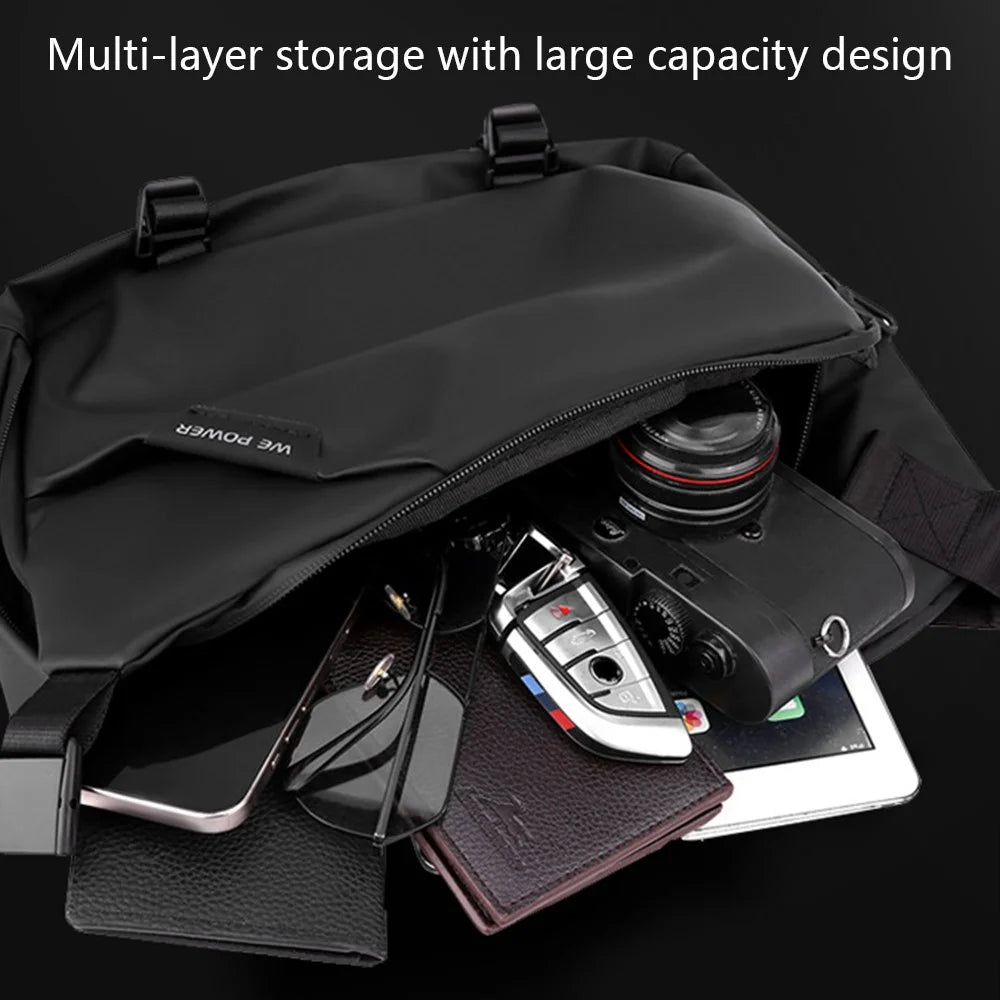 WEPOWER 1100-59 Men's Crossbody Bag Messenger Bag Shoulder Bag Boy's Daypack - Black - 3
