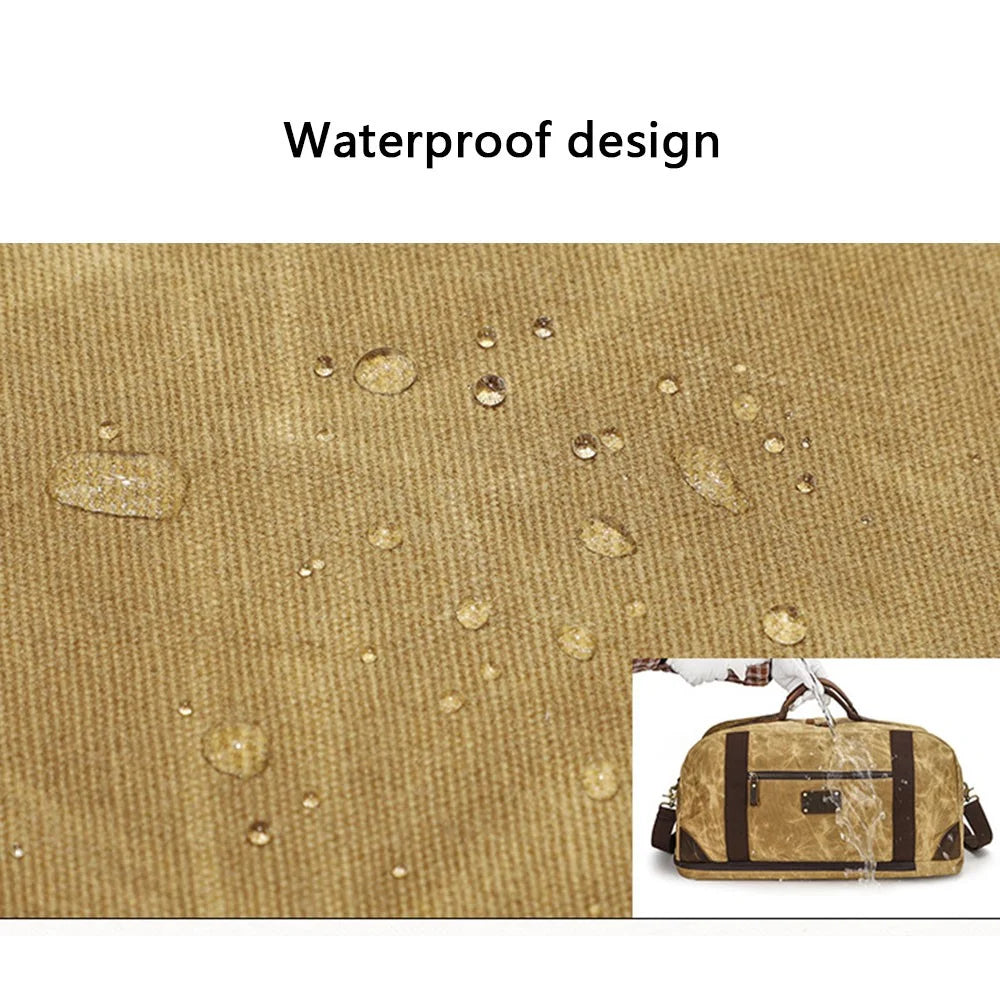 K766 Retro Travel Duffel Bag Canvas Backpack Overnight Crossbody Bag Tote Handbag - Yellow - 6