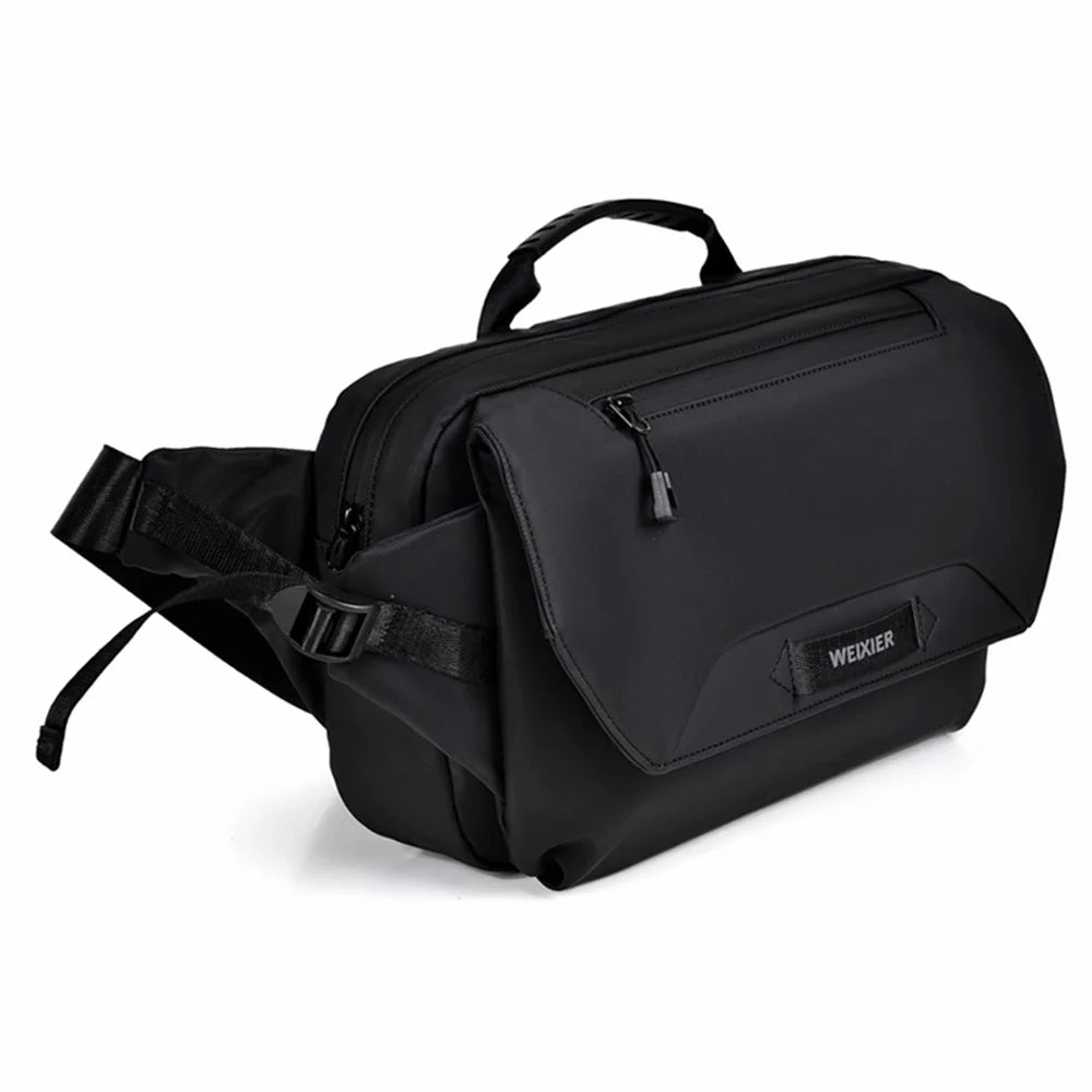 WEIXIER D511 Waterproof Nylon Crossbody Bag Men Travel Chest Bag, 32x7x20cm - Black - 2
