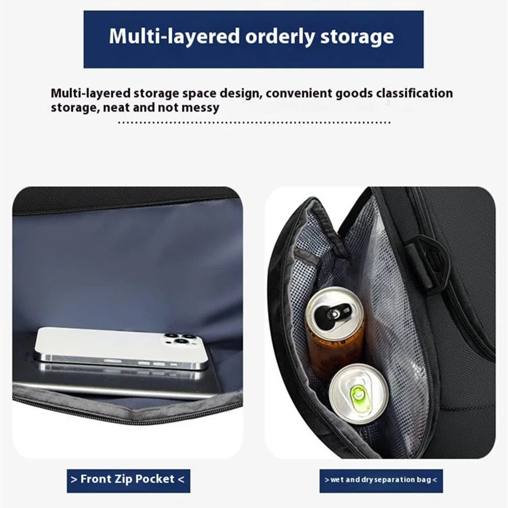 TL001 Oxford Cloth Gym Bag Travel Duffle Bag with Shoe Compartment, Wet Pocket - Black - 6