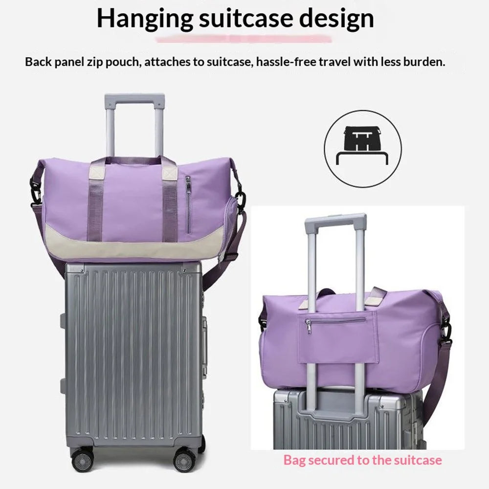45×27×20cm Oxford Cloth Waterproof Swim Bag Large Capacity Lightweight Shoulder Gym Organizer with Separation Shoe Compartment - Purple - 4