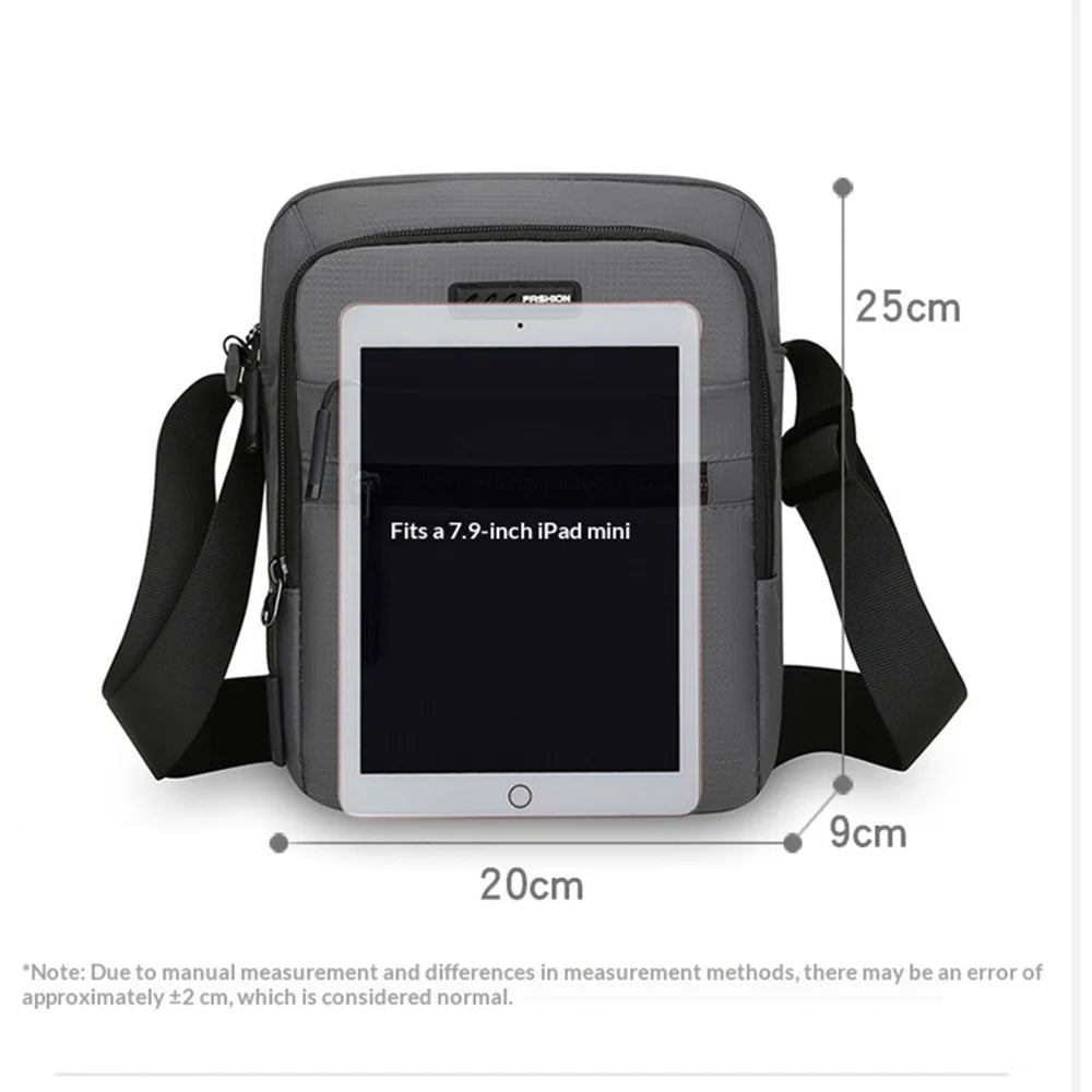 WEIXIER WD9501 Men Crossbody Bag Waterproof Multi-Compartment Shoulder Bag for Business Commute - Black - 6
