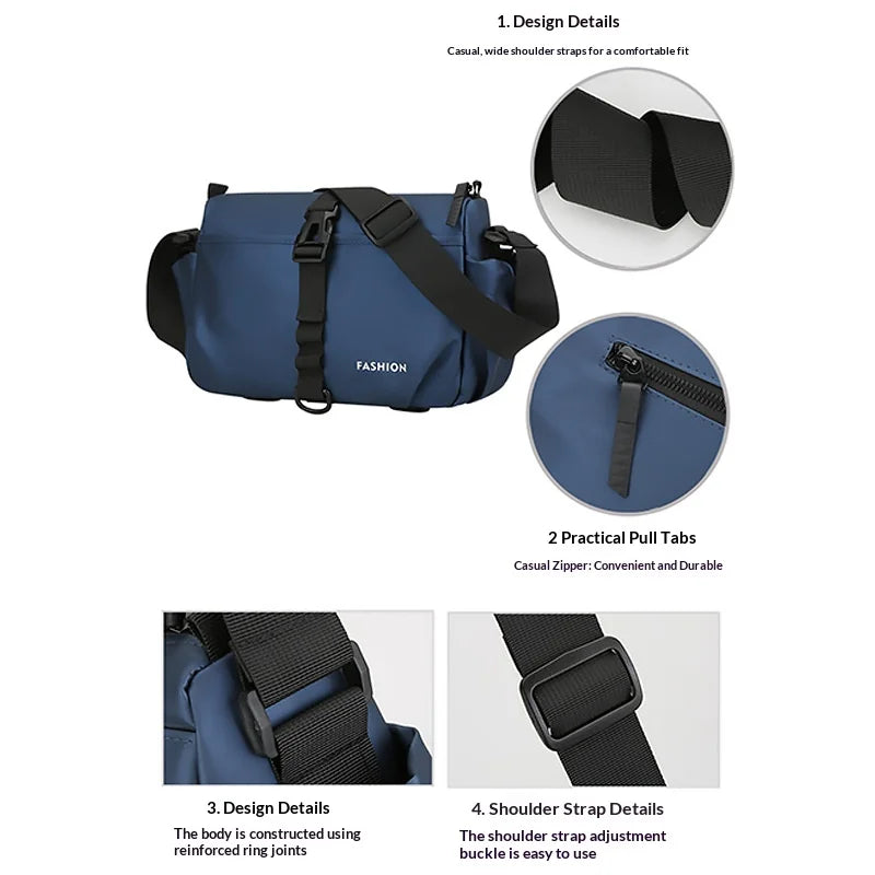 WEIXIER WD2561 Men's Crossbody Bag Large Capacity Chest Bag Waterproof PU Leather for Work Commute Travel - Black - 5