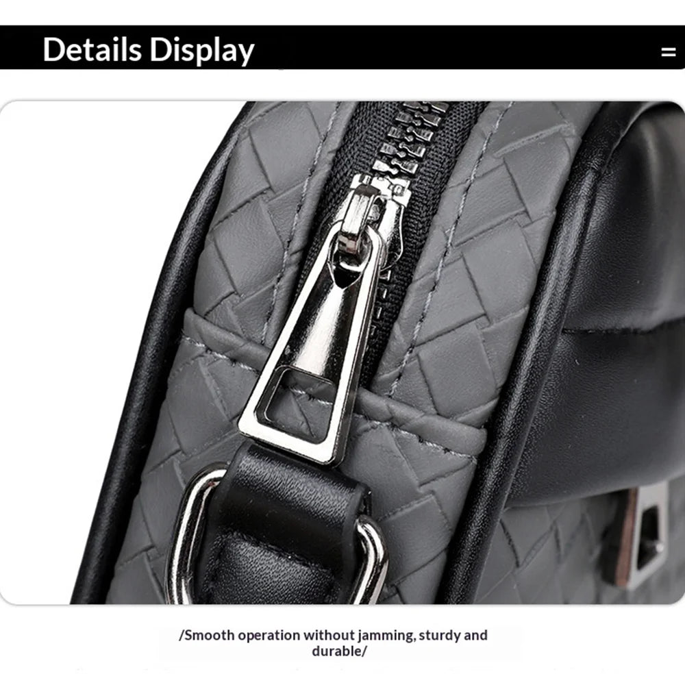 WEIXIER Men's Crossbody Bag Waterproof PU Leather Business Messenger Bag for Work Commute - Black - 2