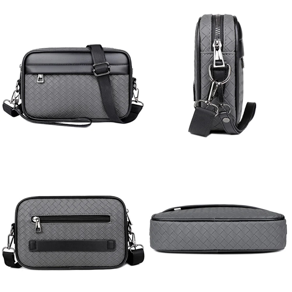 WEIXIER Men's Crossbody Bag Waterproof PU Leather Business Messenger Bag for Work Commute - Black - 6
