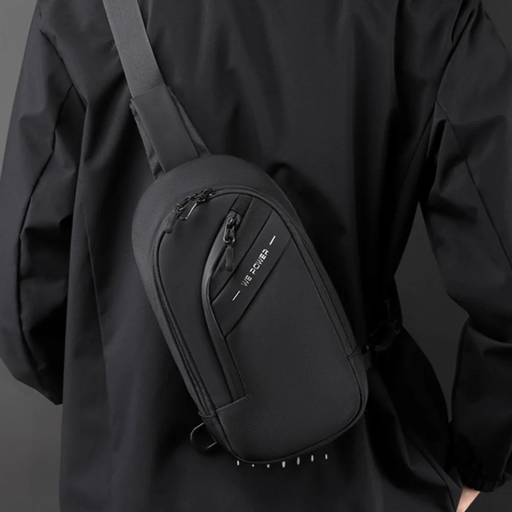 WEPOWER 2124 Nylon Cloth Waist Pack Chest Bag Shoulder Bag Men's Travel Bag - Black - 2