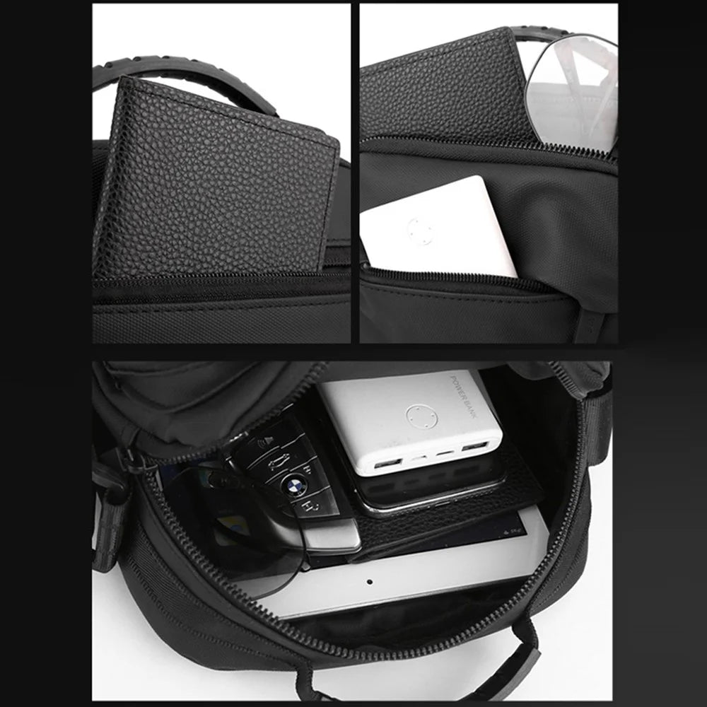 WEPOWER 1251# Water Repellent Men Crossbody Messenger Bag Oxford Cloth Shoulder Bag, Size S - Black - 5