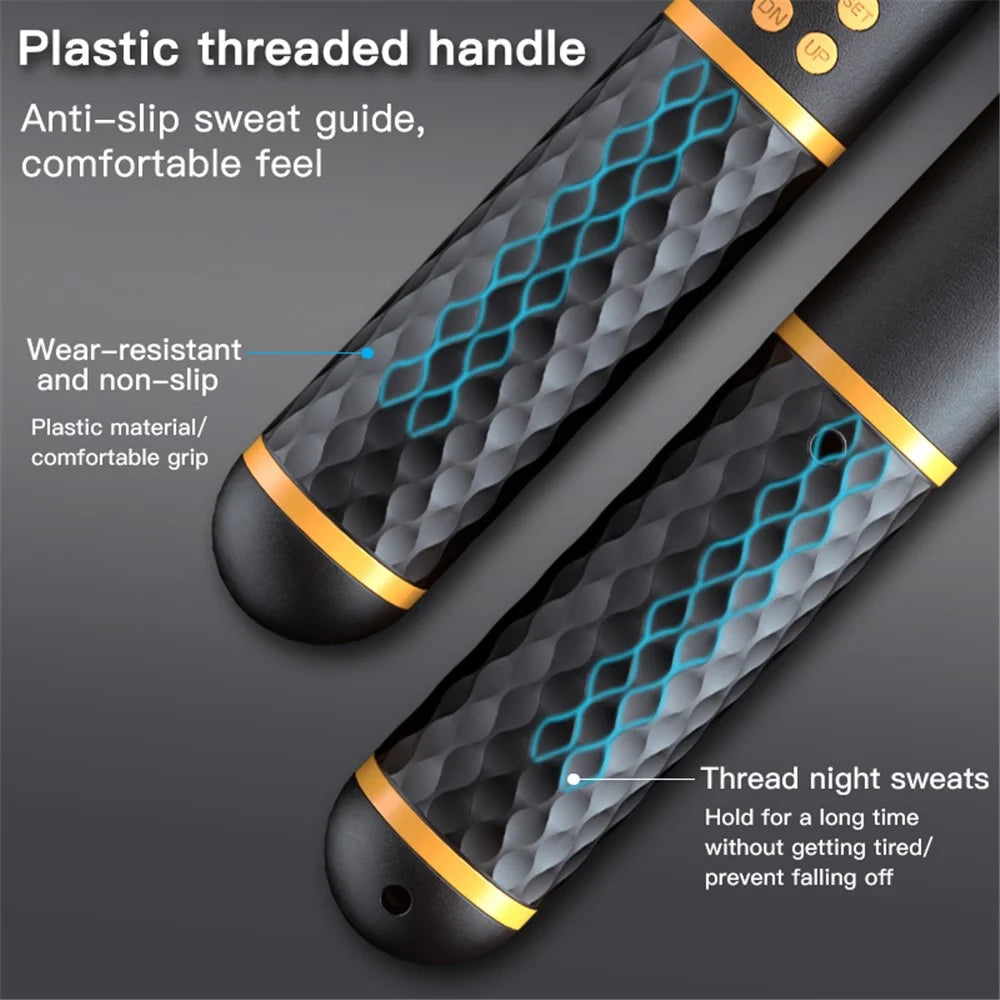 S08 Corded / Cordless Dual-use Jump Rope Intelligent Digital Display Weighted Skipping Pope - Black+Yellow - 5
