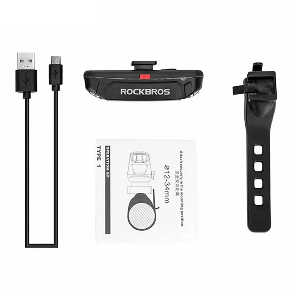 ROCKBROS Mountain Bike USB Rechargeable Tail Light Super Bright Waterproof Safety Warning Lamp - Red+Green+Blue - 5