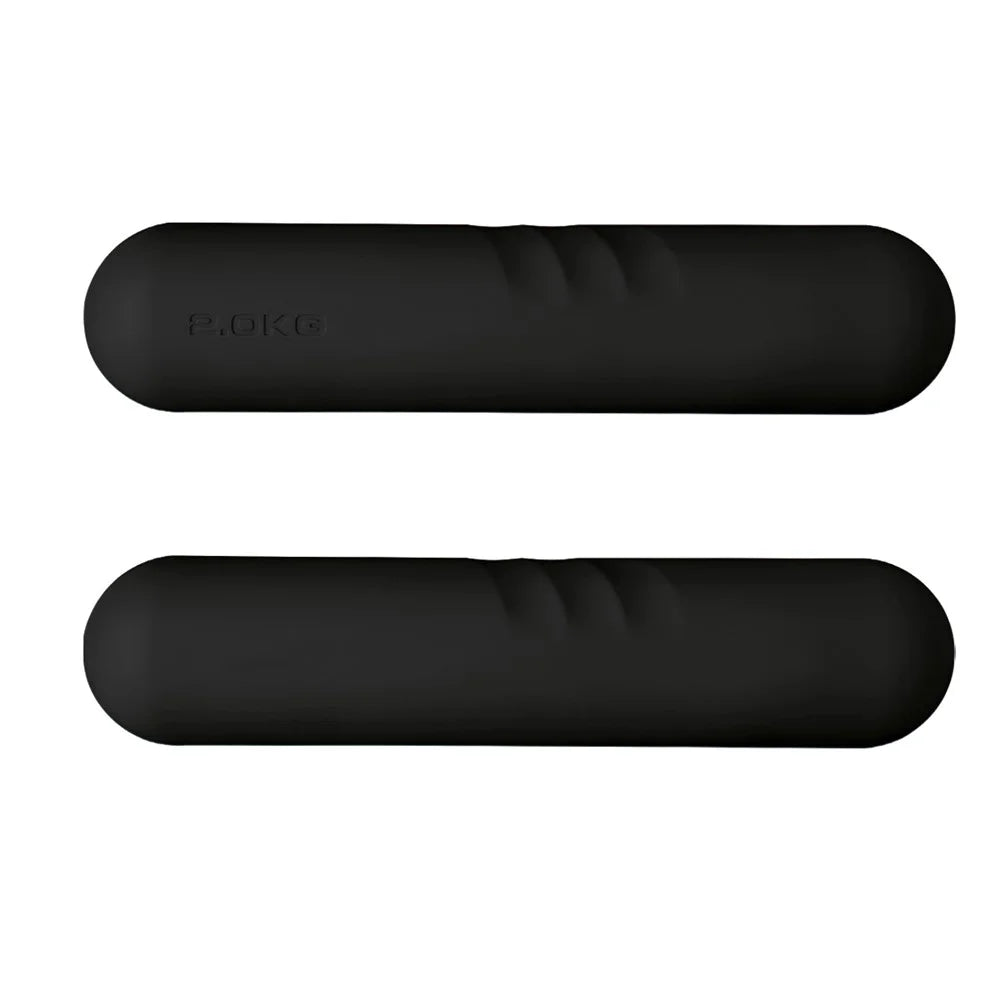 1 Pair 2KG Textured Dumbbells Silicone Edge Non Slip Grip Soft Touch Home Gym Weight Training Equipment - Black - 1