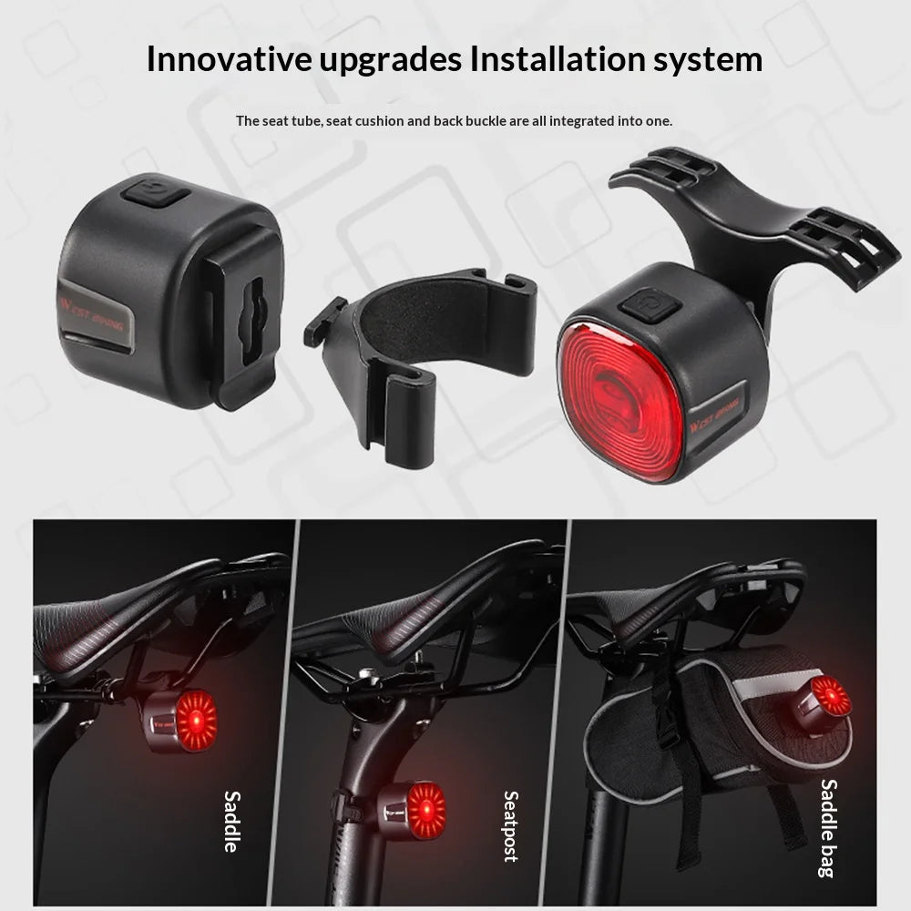WEST BIKING WT09S Smart Auto Brake Sensor Tail Light 6 Modes IP66 Waterproof Bicycle Warning Lamp for Cycling - Smart Edition - 5