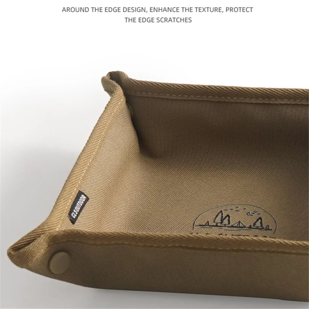 CLS 600D Oxford Cloth Outdoor Camping Square Storage Tray Home Travel Portable Folding Debris Organizer Box, Size L - Coffee - 6