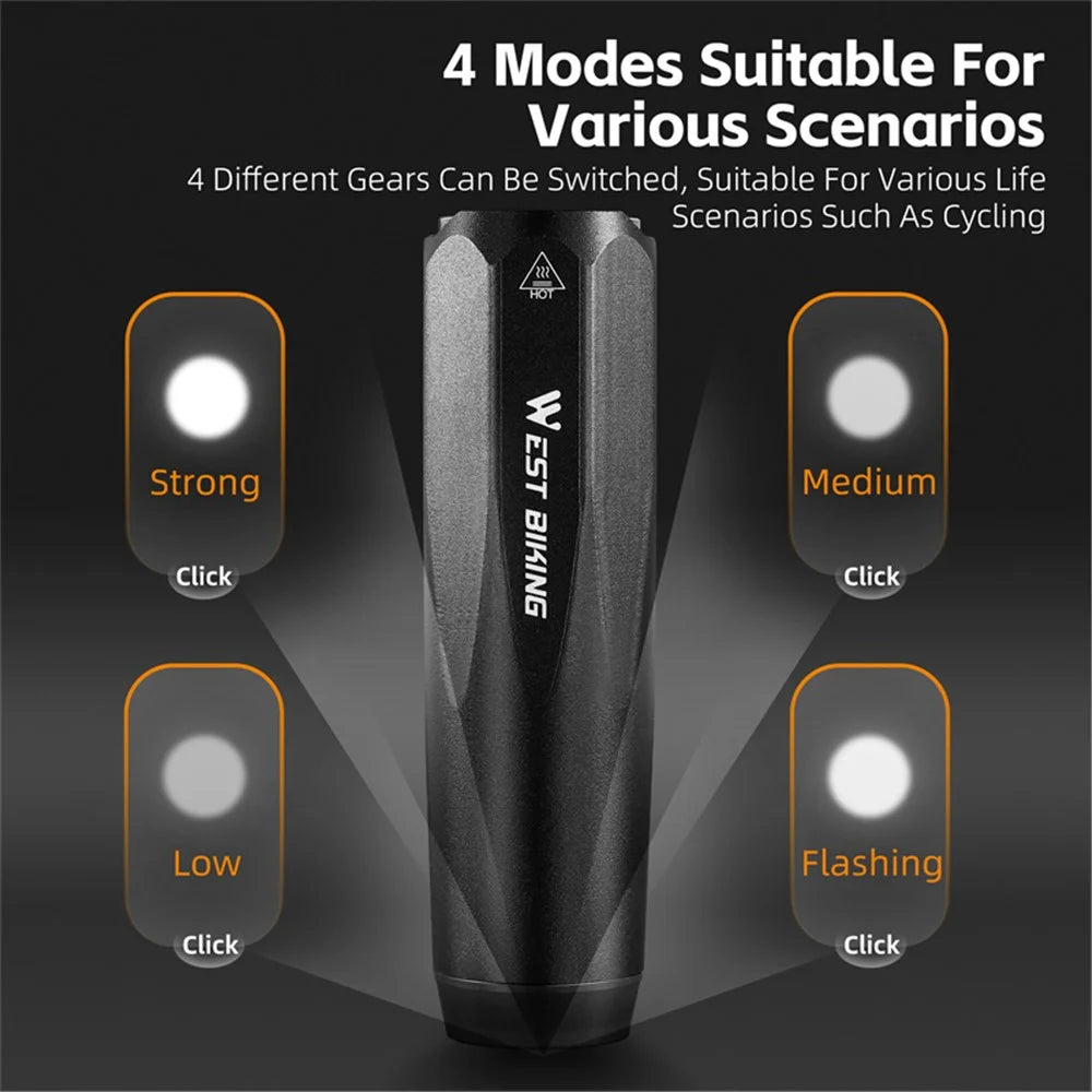 WEST BIKING YP0701404 Multifunctional Bicycle Light Sensing 600 Lumens Type-C Headlight Road Bike Light - 6