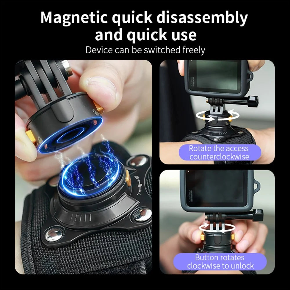 Gp-038 Magnetic Action Camera Wrist Strap Mount Quick Release Bracket Holder (Basic Version) - 5