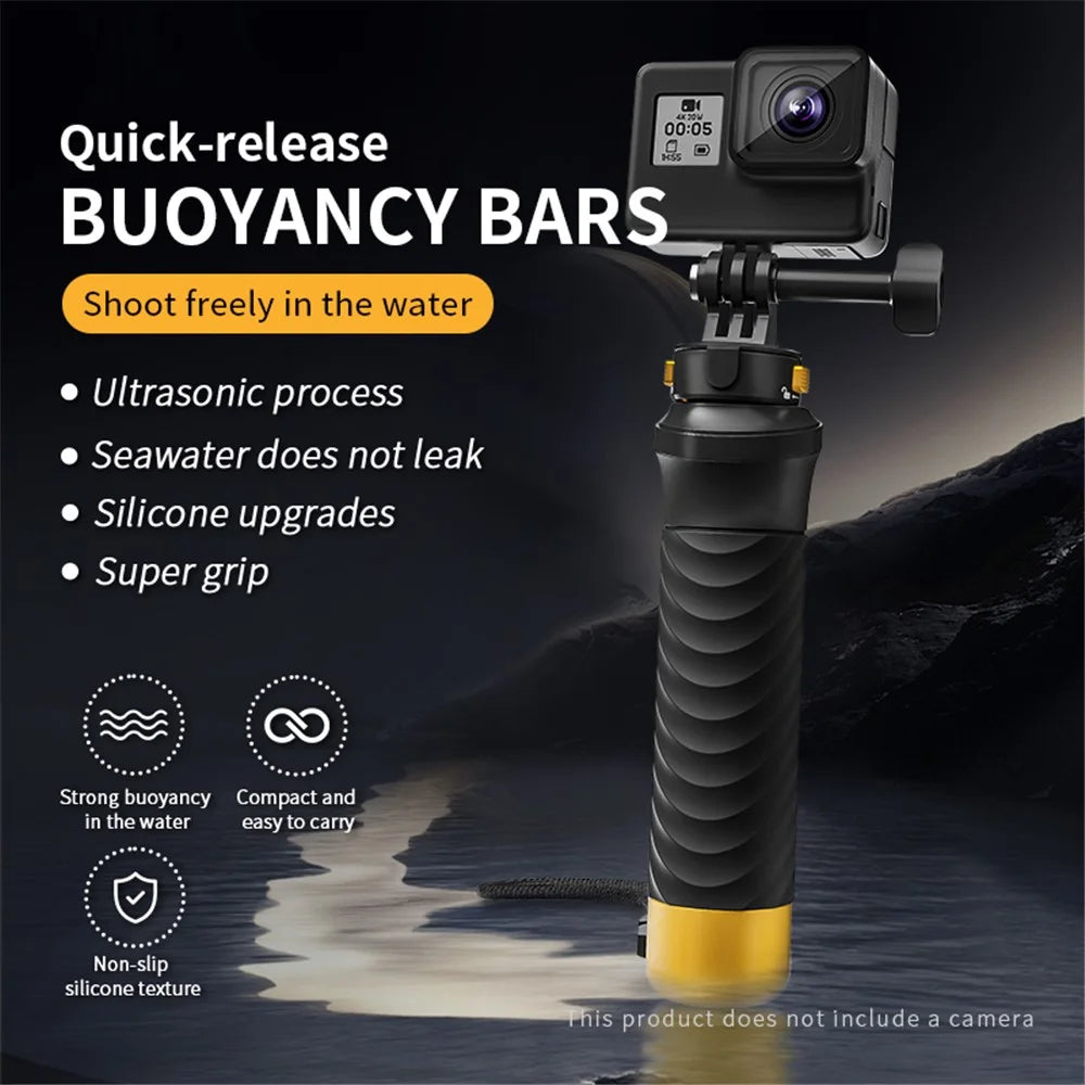 JX-FLB02-M For GoPro Hero 12 / 11 / 10 Action Camera Floating Hand Grip+Quick-Release Base+Phone Clip - 3