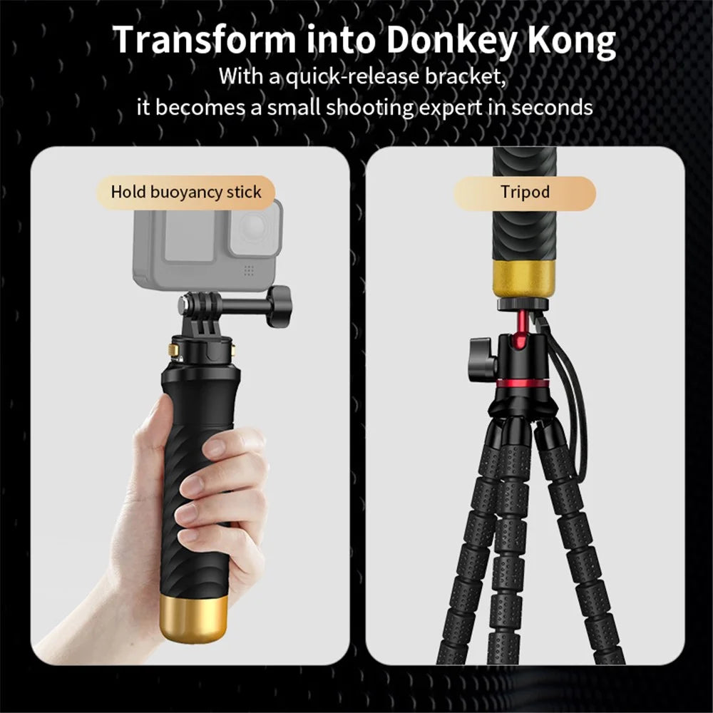JX-FLB02-M For GoPro Hero 12 / 11 / 10 Action Camera Floating Hand Grip+Quick-Release Base+Phone Clip - 5