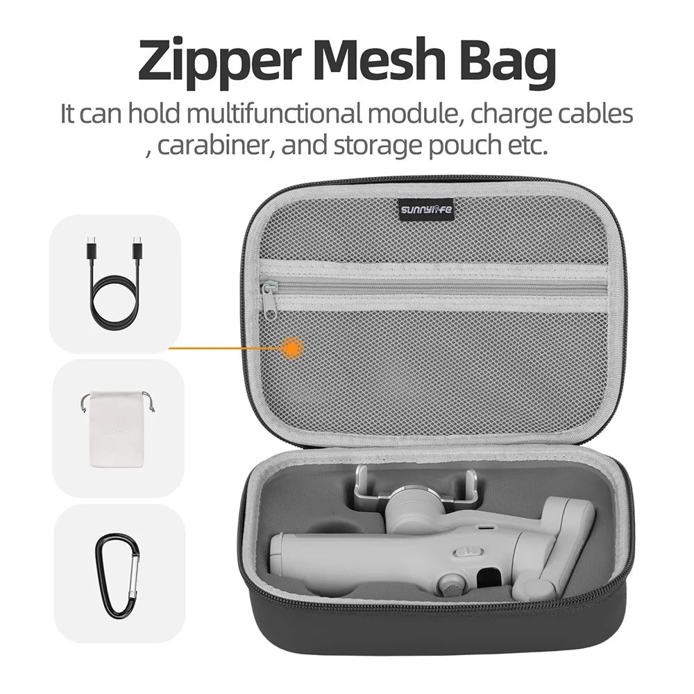 SUNNYLIFE OM7-B983 For DJI Osmo Mobile 7 Carrying Case Leather + EVA Portable Storage Bag - Orange - 6