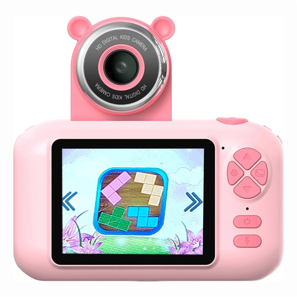 F79 2.4 Inch HD Kids Camera Flip Lens Smart Focus Digital Camera Camcorder (Without Tripod) - Pink - 1