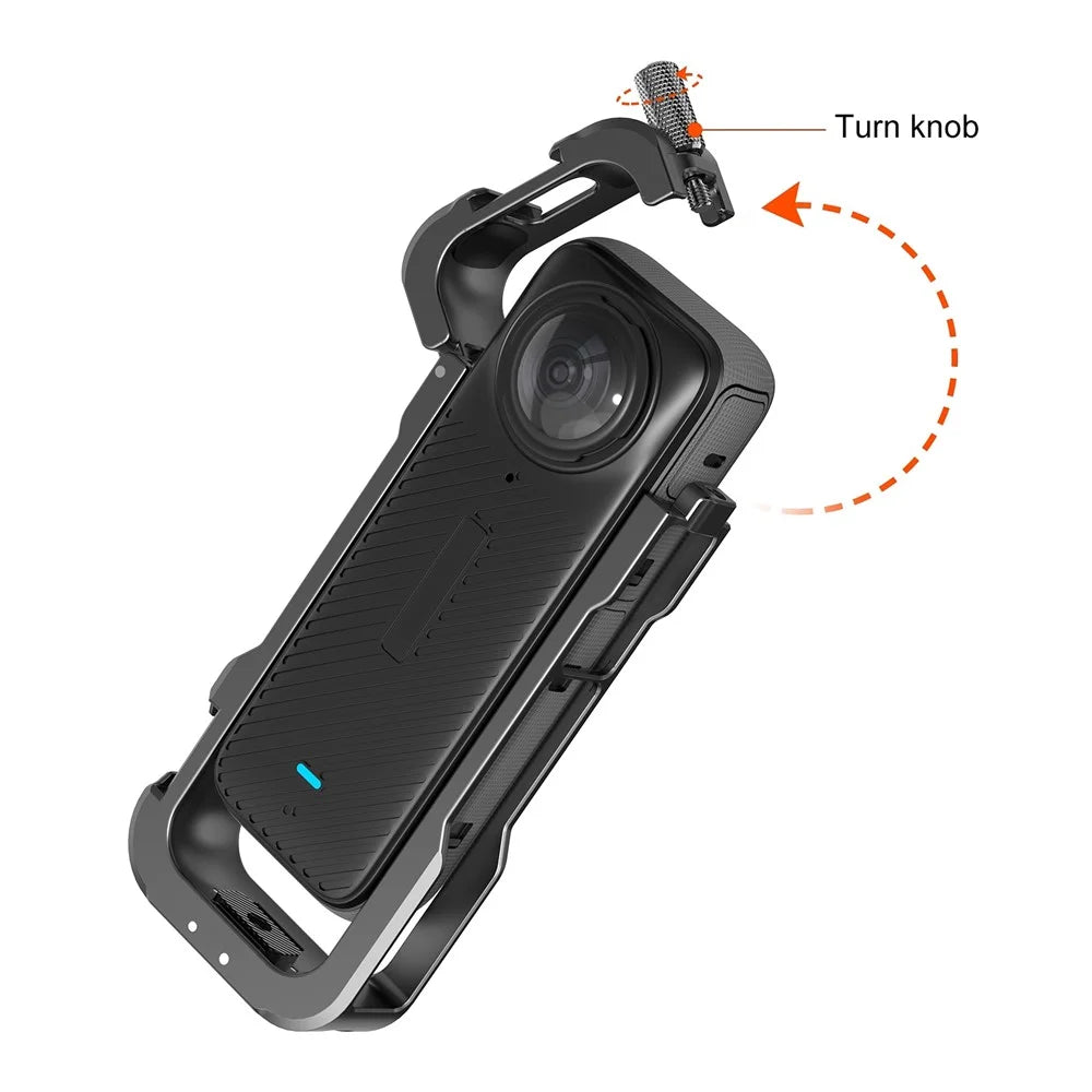 PULUZ PU981B For Insta360 X4 Aluminum Alloy Protective Cage Expansion Frame with Lens Cap - 6