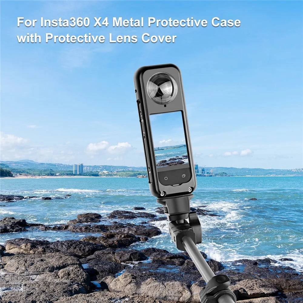 PULUZ PU990B For Insta360 X4 Metal Protective Case Frame Cage with Lens Protector Cooling Design - 3