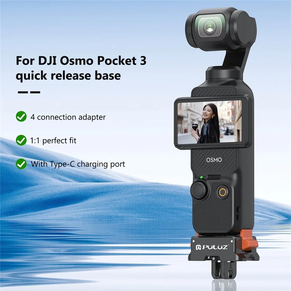 PULUZ PU734B For DJI Osmo Pocket 3 Type C Charging Base Quick Release Mount Adapter Camera Accessories - 3