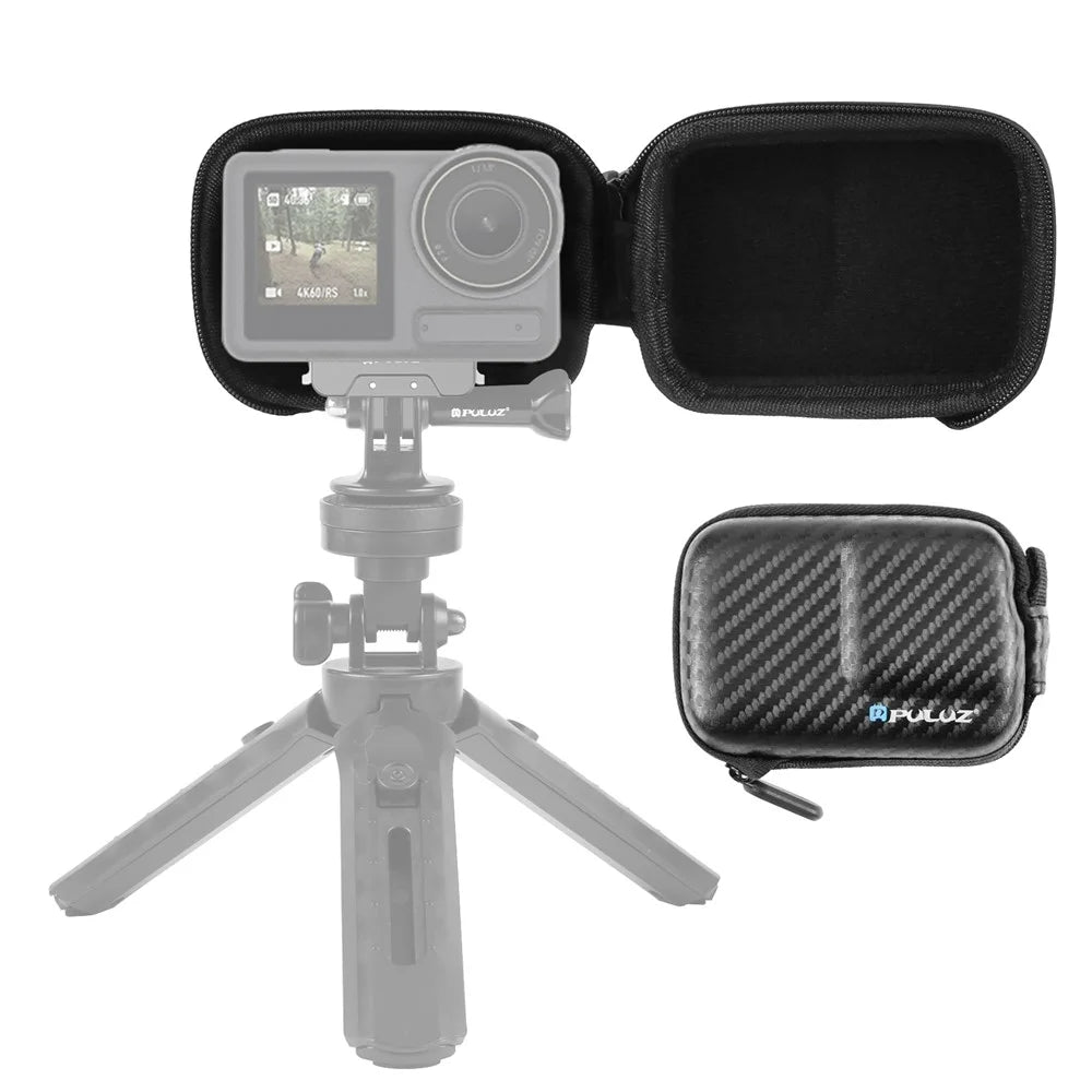 PULUZ PU946B For DJI Osmo Action 4 / 3 Mini Body Case Carbon Fiber Texture PU + EVA Portable Storage Bag - 1