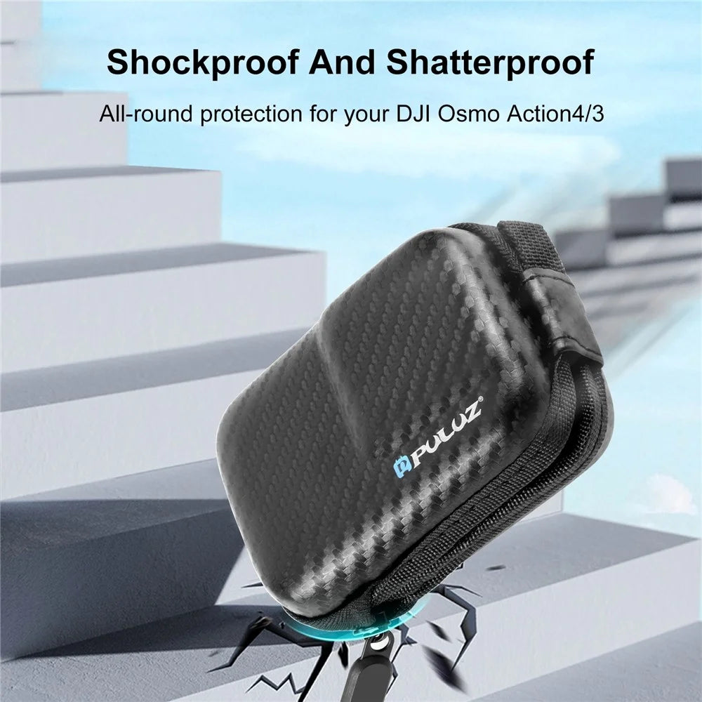PULUZ PU946B For DJI Osmo Action 4 / 3 Mini Body Case Carbon Fiber Texture PU + EVA Portable Storage Bag - 5