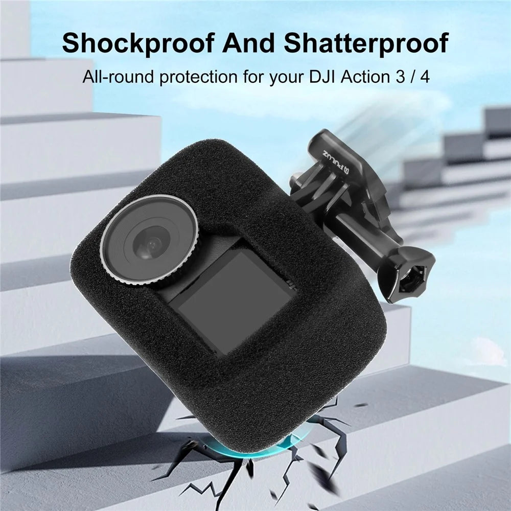 PULUZ PU987B For DJI Osmo Action 5 Pro / 4 / 3 High Density Foam Wind Noise Reduction Scratch Resistant Cover - 6