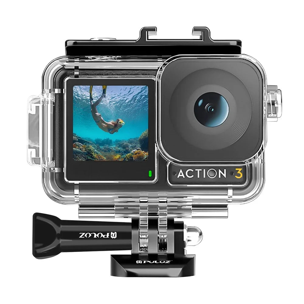PULUZ PU808 For DJI Osmo Action 3 Case 40M Waterproof Cover with Cold Shoe Mount / Bracket - 1