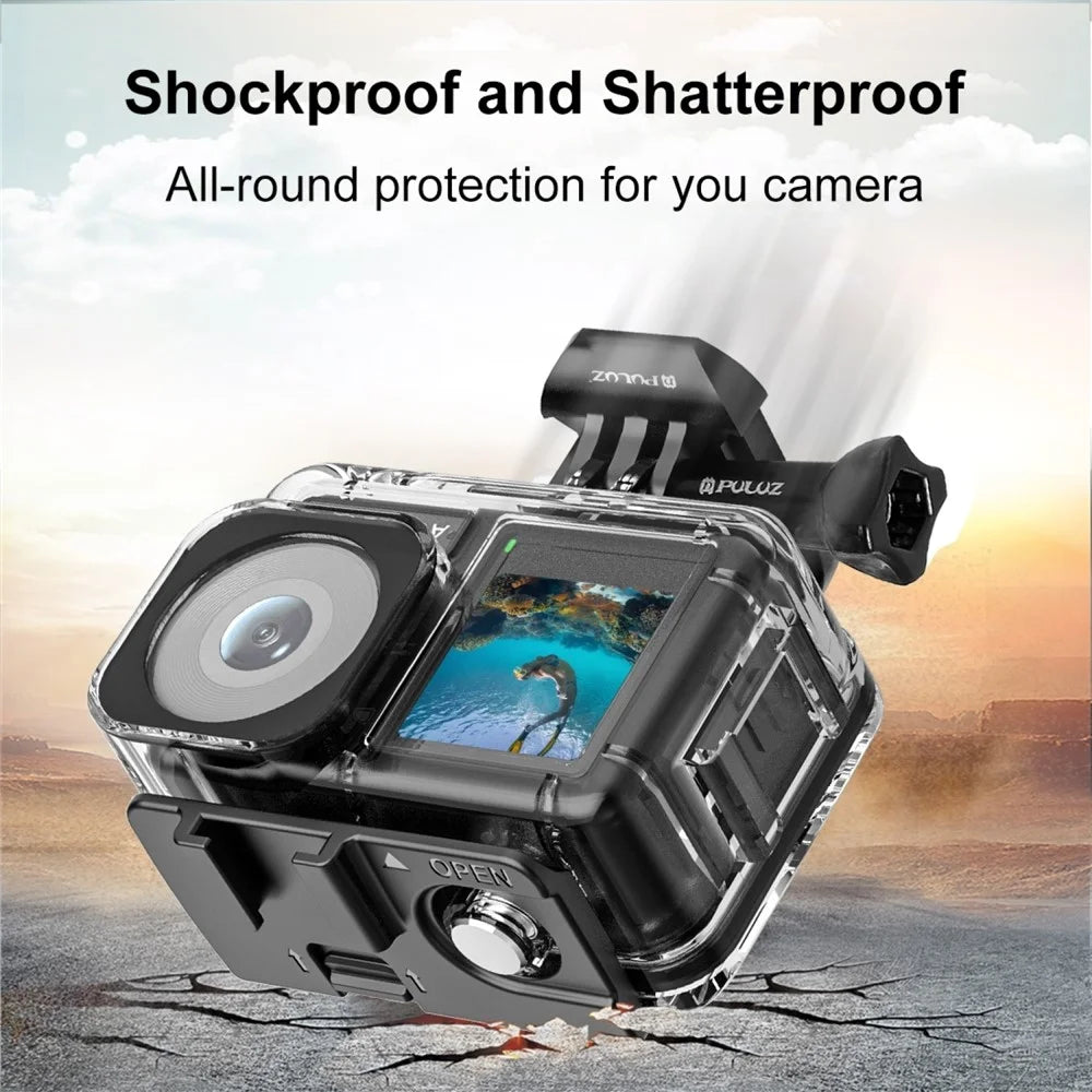 PULUZ PU808 For DJI Osmo Action 3 Case 40M Waterproof Cover with Cold Shoe Mount / Bracket - 7