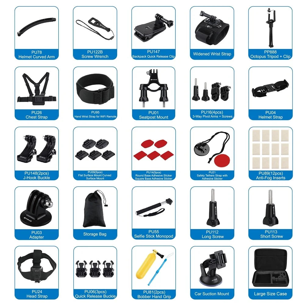PULUZ PKT39 50 in 1 Combo Kits with Storage Case for GoPro HERO11 Black / HERO10 Black / HERO9 Black / HERO8 Black / HERO7 - 5