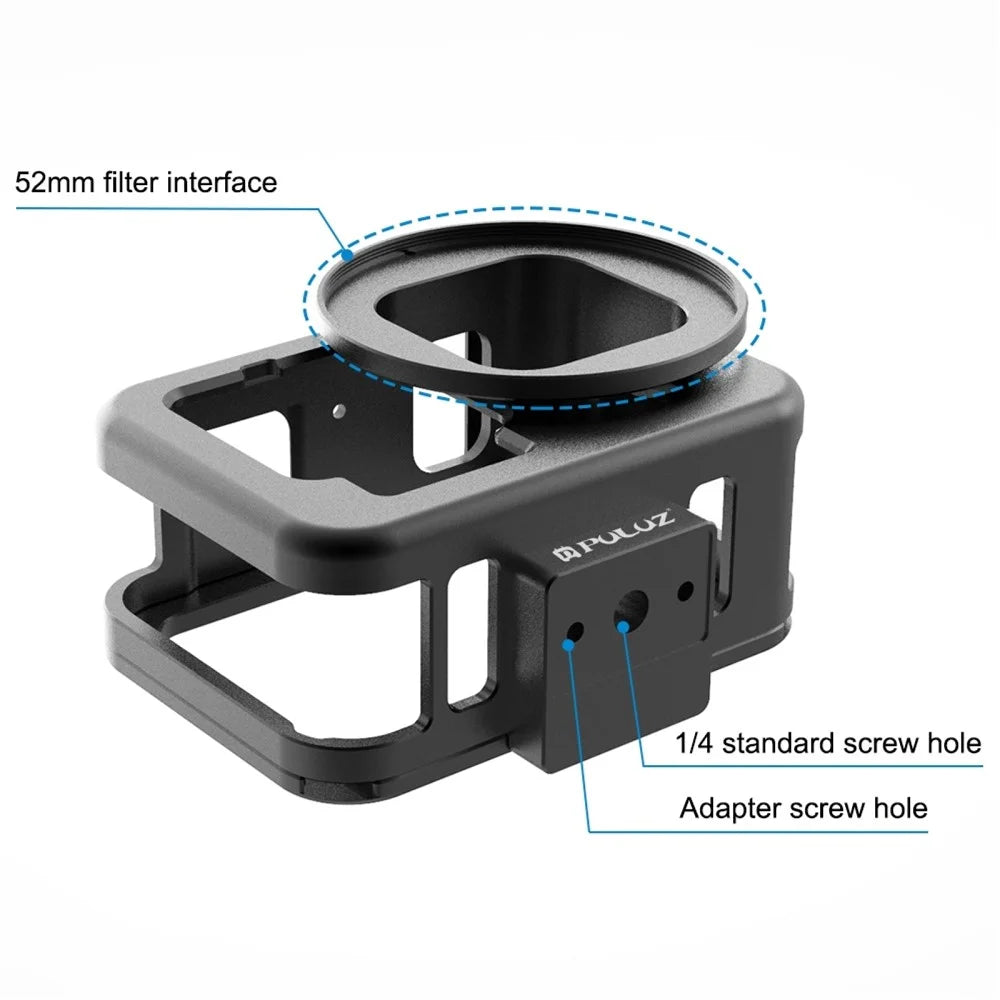 PULUZ PU509B For GoPro HERO11 Black / HERO10 Black / HERO9 Black Metal Protective Cage with Insurance Frame and 52mm UV Lens - 3