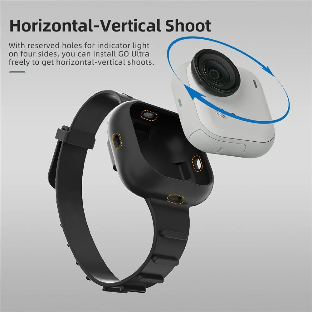 SUNNYLIFE GU-ZD043 For Insta360 Go Ultra Silicone Case Wristband Cover Multi-Functional Camera Accessory - Black - 4